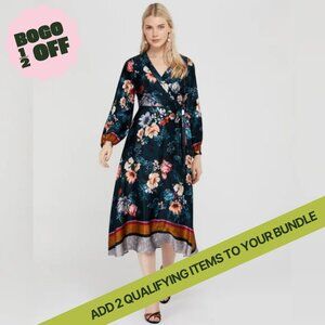 Monsoon Shanie floral midi dress teal US Size 4 New With Tags